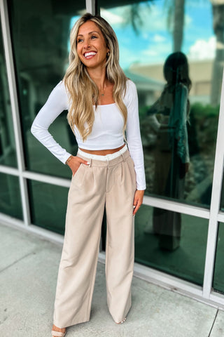 Chic Comfort Double Layer Waistband Wide Leg Pants - Simply Me Boutique