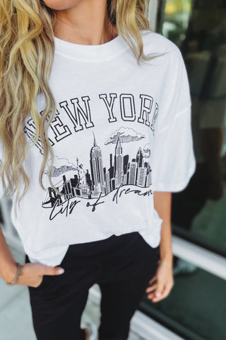 City of Dreams New York Shorter Length Graphic Tee - Simply Me Boutique