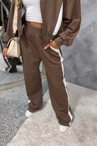 City Sprint Brown Zip Up Top Pants Set - Simply Me Boutique