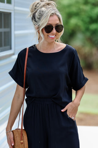 Cityscape Lightweight Pants SET (Black) - Simply Me Boutique