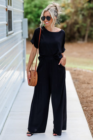 Cityscape Lightweight Pants SET (Black) - Simply Me Boutique