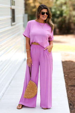 Cityscape Lightweight Pants SET (Bright Mauve) - Simply Me Boutique