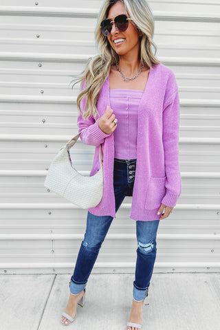 Classic Cardigan Mauve - Simply Me Boutique