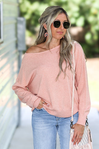 Classic Chic Boatneck Sweater (Heather Seashell) - Simply Me Boutique