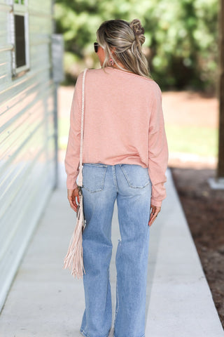 Classic Chic Boatneck Sweater (Heather Seashell) - Simply Me Boutique