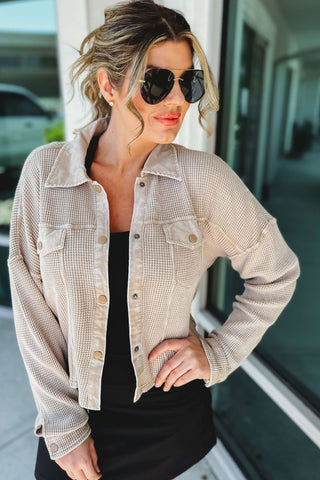 Classic Comfort Waffle Knit Cropped Jacket 3 Colors! - Simply Me Boutique