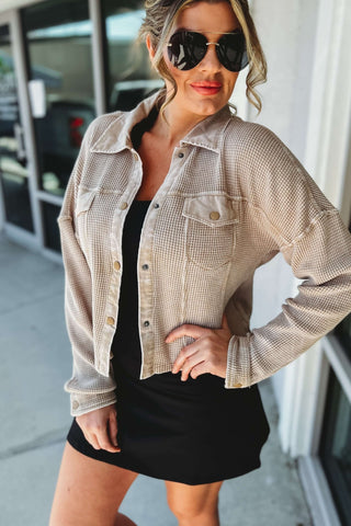 Classic Comfort Waffle Knit Cropped Jacket 3 Colors! - Simply Me Boutique
