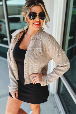 Classic Comfort Waffle Knit Cropped Jacket 3 Colors! - Simply Me Boutique