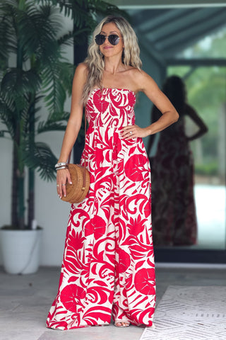 Coastal Heat Red Jumpsuit - Simply Me Boutique