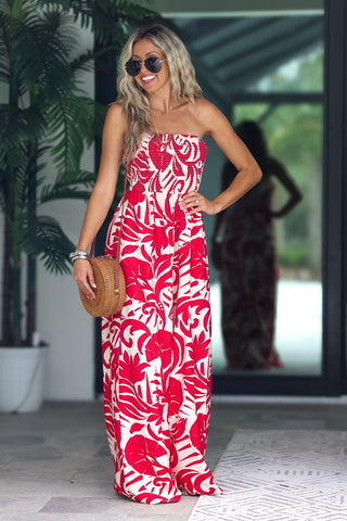 Coastal Heat Red Jumpsuit - Simply Me Boutique