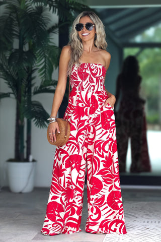 Coastal Heat Red Jumpsuit - Simply Me Boutique