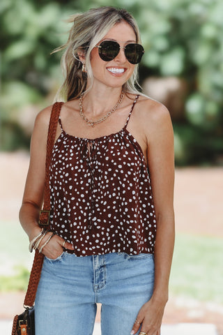 Cocoa Charm Polka Dot Cropped Cami Top - Simply Me Boutique