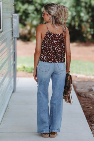 Cocoa Charm Polka Dot Cropped Cami Top - Simply Me Boutique