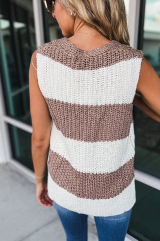 Coffee Break Striped Sweater Tank - Simply Me Boutique