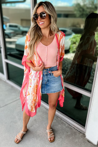 Coral Sunrise Kimono - Simply Me Boutique