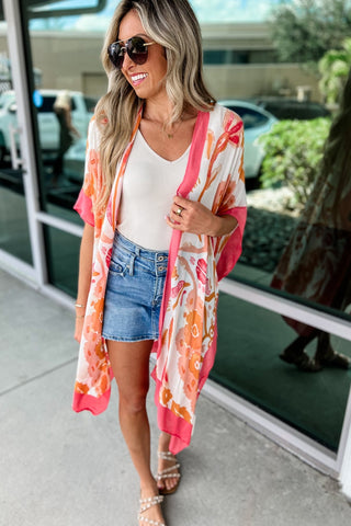 Coral Sunrise Kimono - Simply Me Boutique