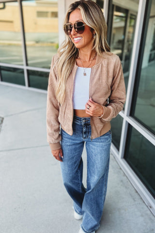 Corduroy Front Zip Up Bomber Jacket MORE COLORS! - Simply Me Boutique