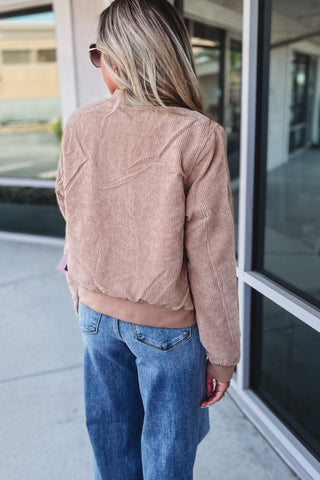 Corduroy Front Zip Up Bomber Jacket MORE COLORS! - Simply Me Boutique