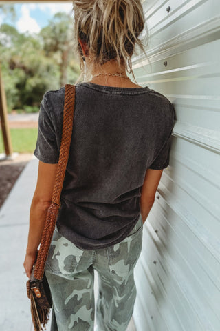Cowboy Rodeo Washed Black Graphic Top - Simply Me Boutique