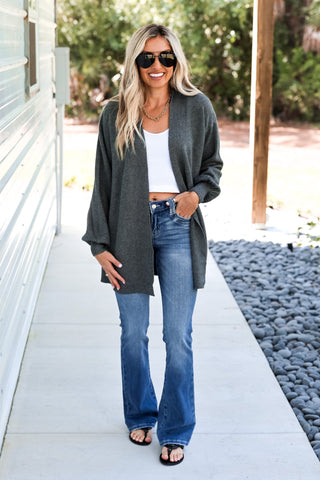 Cozy Edit Charcoal Cardigan - Simply Me Boutique
