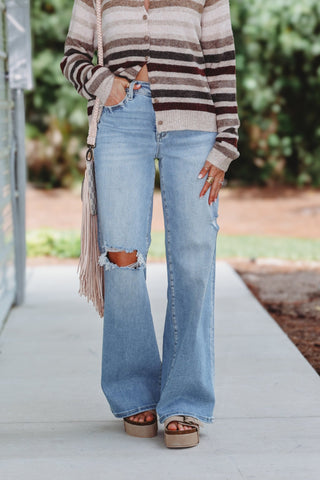 Cozy Season Crop Striped Cardigan - Simply Me Boutique