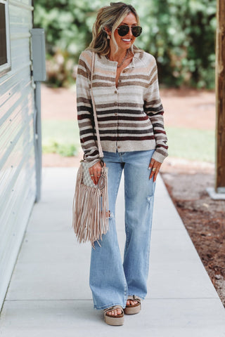 Cozy Season Crop Striped Cardigan - Simply Me Boutique