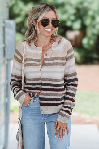 Cozy Season Crop Striped Cardigan - Simply Me Boutique
