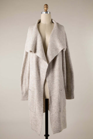 Cream Long Soft Knit Cardigan Jacket - Simply Me Boutique