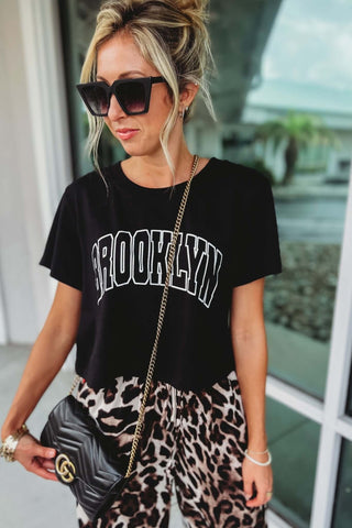 Cropped Brooklyn Black Graphic Tee - Simply Me Boutique