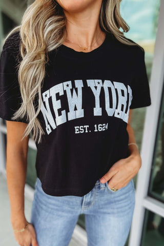 Cropped New York Black Graphic Tee - Simply Me Boutique