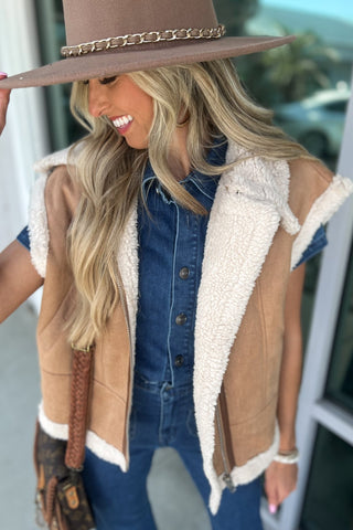 Cross Your Mind Fur Suede Vest - Simply Me Boutique