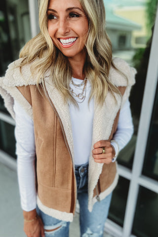 Cross Your Mind Fur Suede Vest - Simply Me Boutique