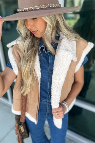 Cross Your Mind Fur Suede Vest - Simply Me Boutique