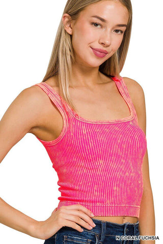 Crush Those Goals Reversible Washed Ribbed Cropped Tank - Simply Me Boutique