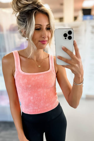 Crush Those Goals Reversible Washed Ribbed Cropped Tank - Simply Me Boutique