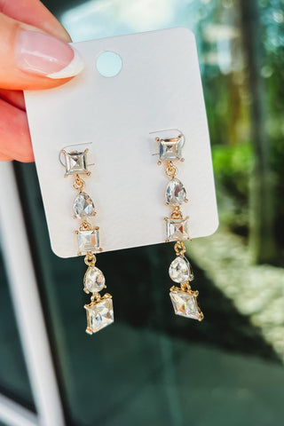 Crystal Stone Drop Gold Earrings - Simply Me Boutique