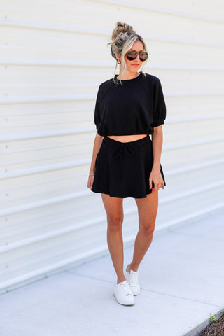 Daily Chic Neoprene Crop Top (Black) - Simply Me Boutique