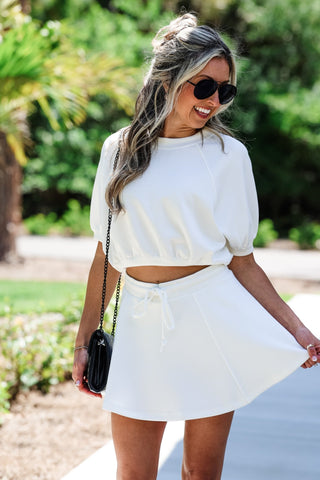 Daily Chic Neoprene Crop Top (Ivory) - Simply Me Boutique