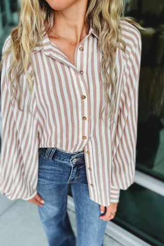 Dare to Dream Coco Striped Button Up Top - Simply Me Boutique