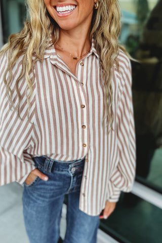 Dare to Dream Coco Striped Button Up Top - Simply Me Boutique