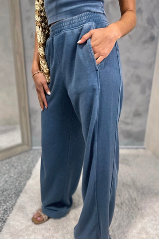 Deep Sea Mineral Washed Wide Leg Pants - Simply Me Boutique