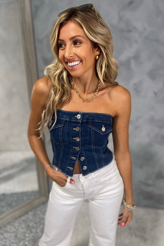 Denim Darling Dark Wash Tube Top - Simply Me Boutique