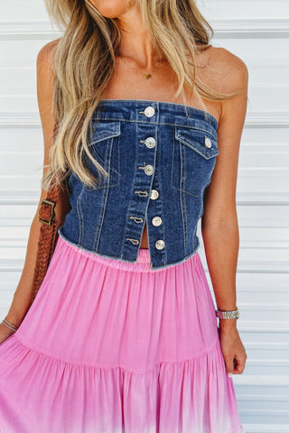 Denim Darling Dark Wash Tube Top - Simply Me Boutique