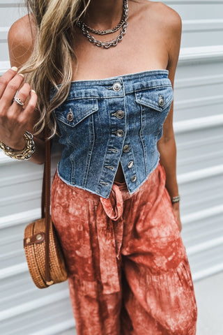 Denim Darling Tube Top - Simply Me Boutique
