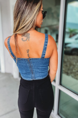 Denim Stretch Crop Top - Simply Me Boutique