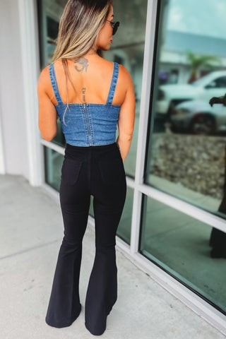 Denim Stretch Crop Top - Simply Me Boutique