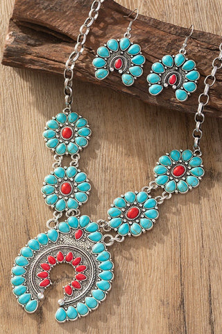 Desert Bloom Necklace Set (Coral OR Turquoise) - Simply Me Boutique