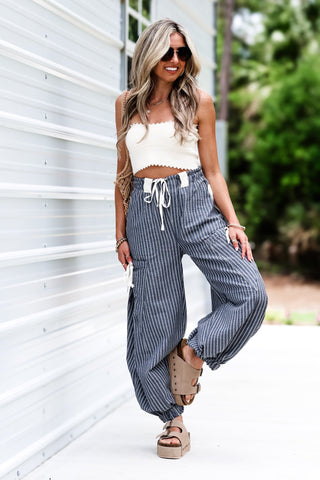 Desert Dune Cargo Pocket Joggers (Blue) - Simply Me Boutique