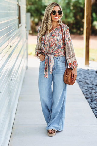 Desert Wildflower Tie Front Top - Simply Me Boutique