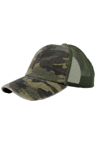 Distressed Camouflage Mesh Back cap - Simply Me Boutique